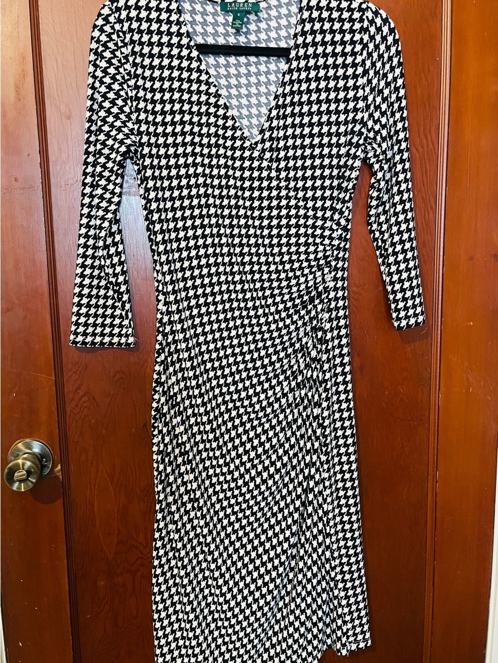 Lauren Ralph Lauren Houndstooth Faux-Wrap Dress - Size Small (EUC)